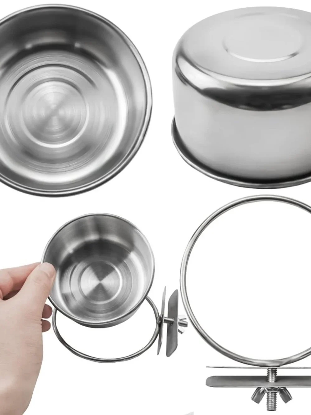 3 Pack Bird Feeding Bowls Cups Parrot Food Water Dishes, Stainless Steel Bird Bo